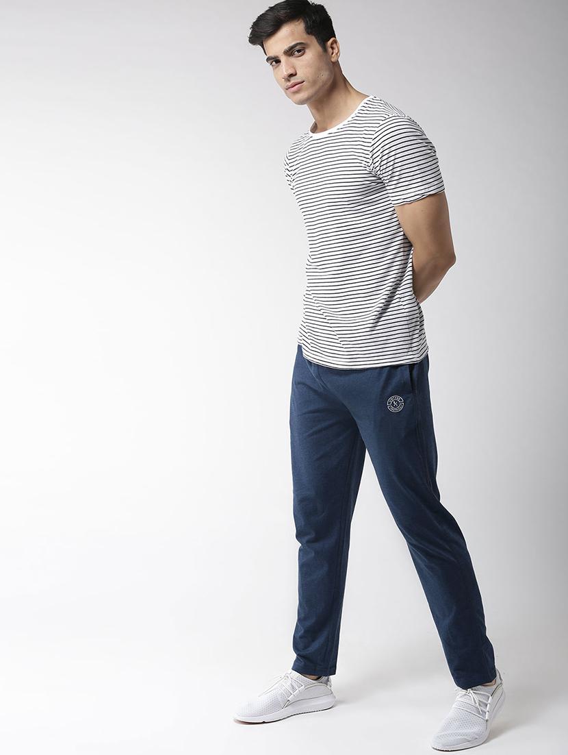 blue solid full length track pant - 16751213 - Zoom Image - 4
