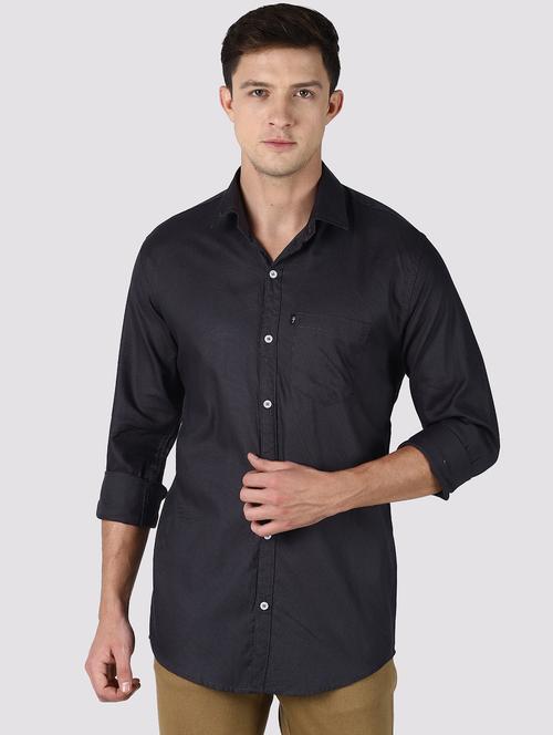 grey solid casual shirt - 16754356 - Standard Image - 1