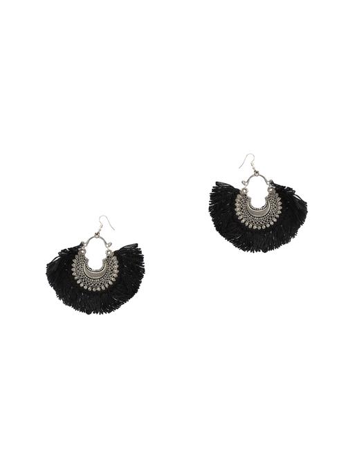 black fur drop earring - 16754550 - Standard Image - 1
