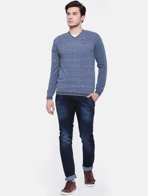 blue self design pullover - 16755479 - Standard Image - 4