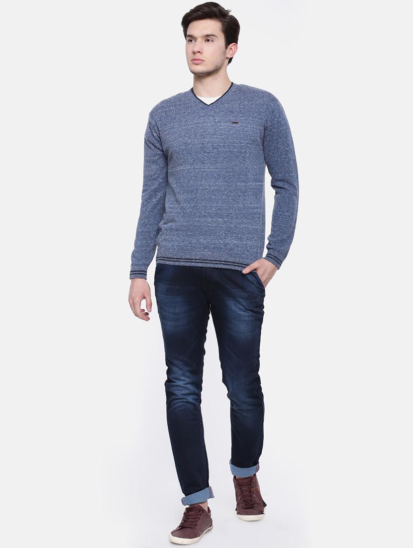 blue self design pullover - 16755479 - Zoom Image - 4
