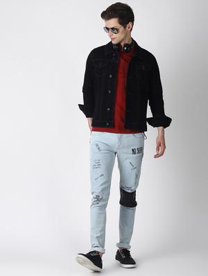 black solid denim jacket - 16756824 - Standard Image - 4