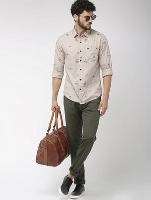 beige printed casual shirt - 16759913 - Standard Image - 4