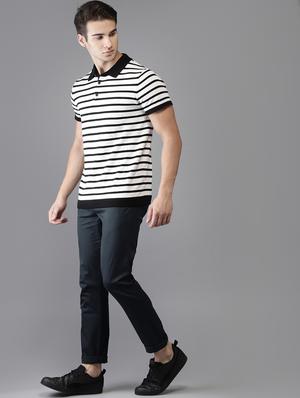 navy blue solid chinos - 16760047 - Standard Image - 4