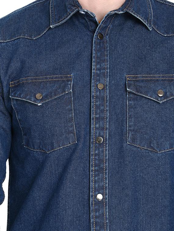 blue denim casual shirt - 16760303 - Zoom Image - 4