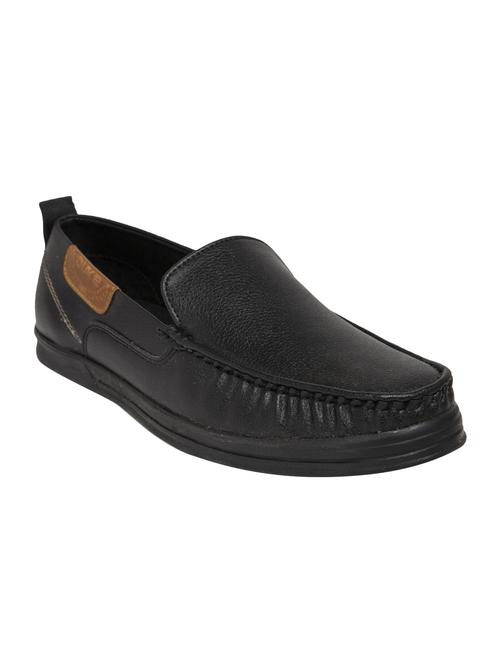 black leatherette slip on loafers - 16762459 - Standard Image - 1
