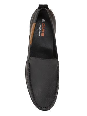 black leatherette slip on loafers - 16762459 - Standard Image - 4