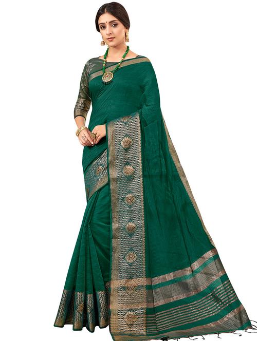 solid bordered kanjivaram saree with blouse - 16763319 - Standard Image - 1