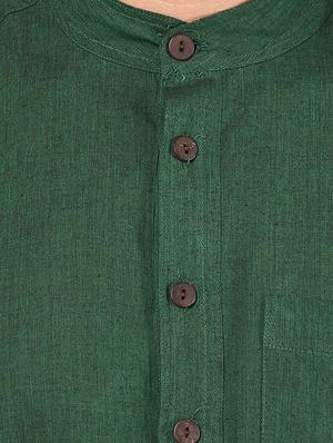 green solid long kurta - 16763825 - Standard Image - 4
