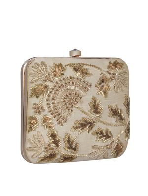 beige faux silk box clutch - 16764046 - Standard Image - 4