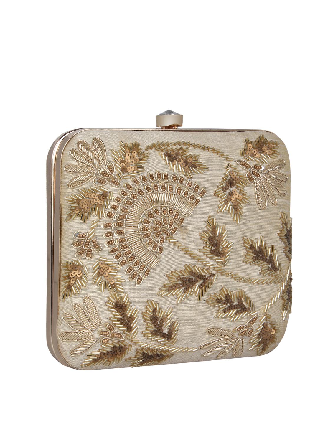 beige faux silk box clutch - 16764046 - Zoom Image - 4