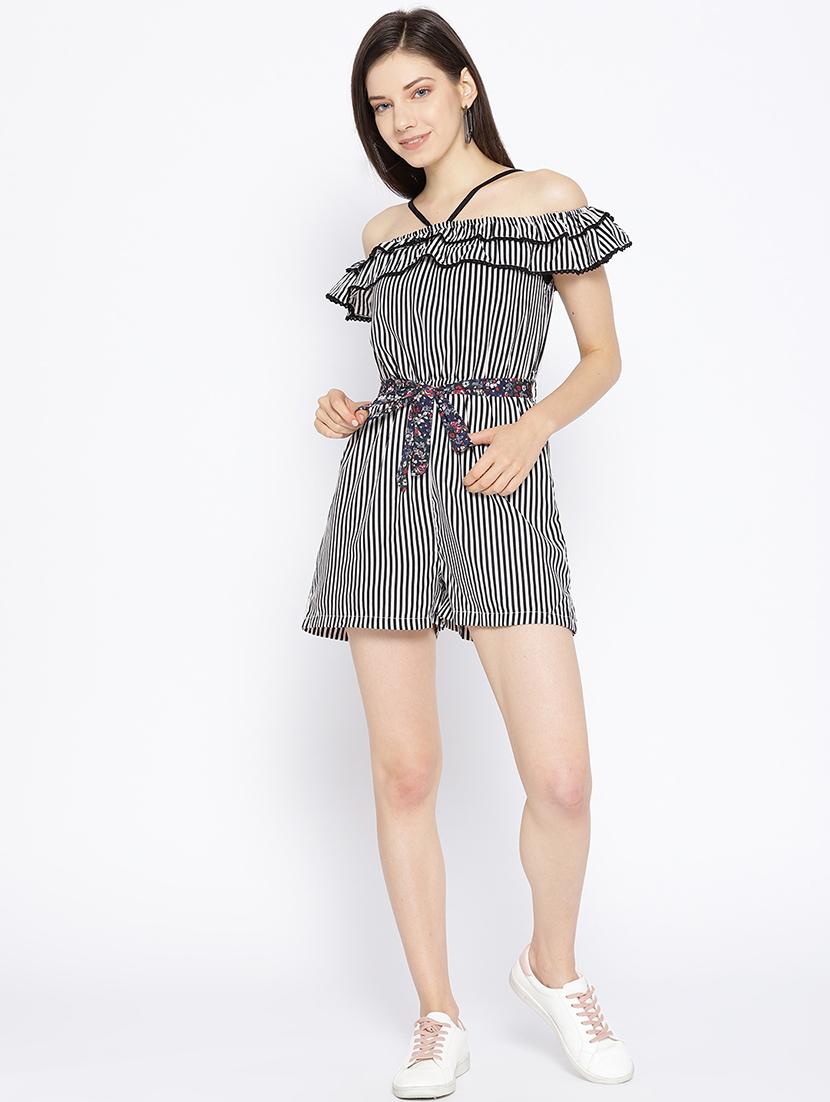 tie front striped romper - 16764130 - Zoom Image - 4