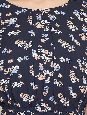 navy blue poly crepe aline dress - 16764543 - Standard Image - 4