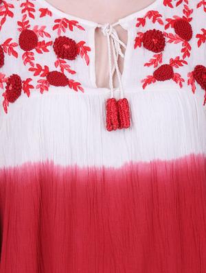 tie up neck embroidered detail shift dress - 16767121 - Standard Image - 4