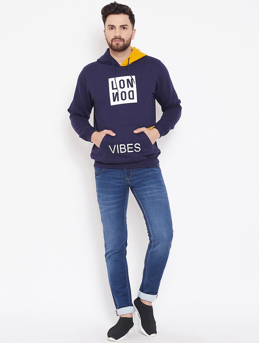 navy blue chest print sweatshirt - 16769311 - Zoom Image - 4