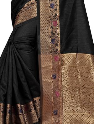 solid bordered saree with blouse - 16770768 - Standard Image - 4