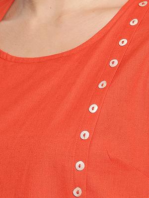 solid button detail kurta - 16771025 - Standard Image - 4