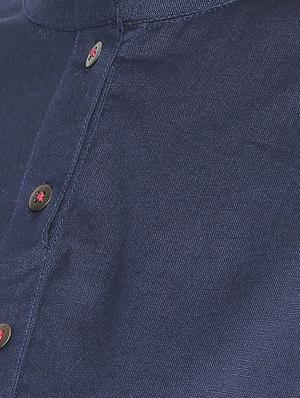 indigo solid a-line kurta - 16771038 - Standard Image - 4