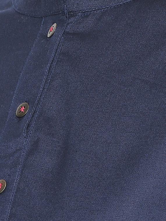 indigo solid a-line kurta - 16771038 - Zoom Image - 4