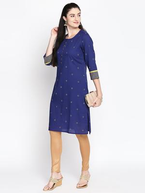 gold print straight kurta - 16771062 - Standard Image - 4