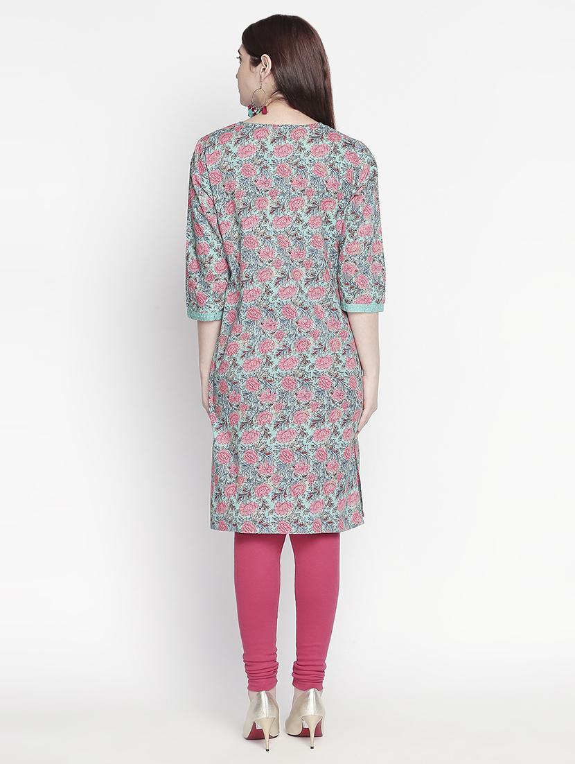 floral straight kurta - 16771064 - Zoom Image - 4