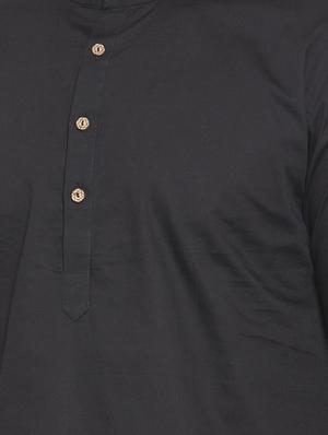 black solid asymmetric kurta - 16771782 - Standard Image - 4