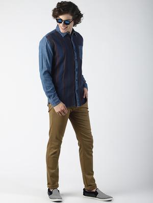 blue striped denim casual shirt - 16771800 - Standard Image - 4