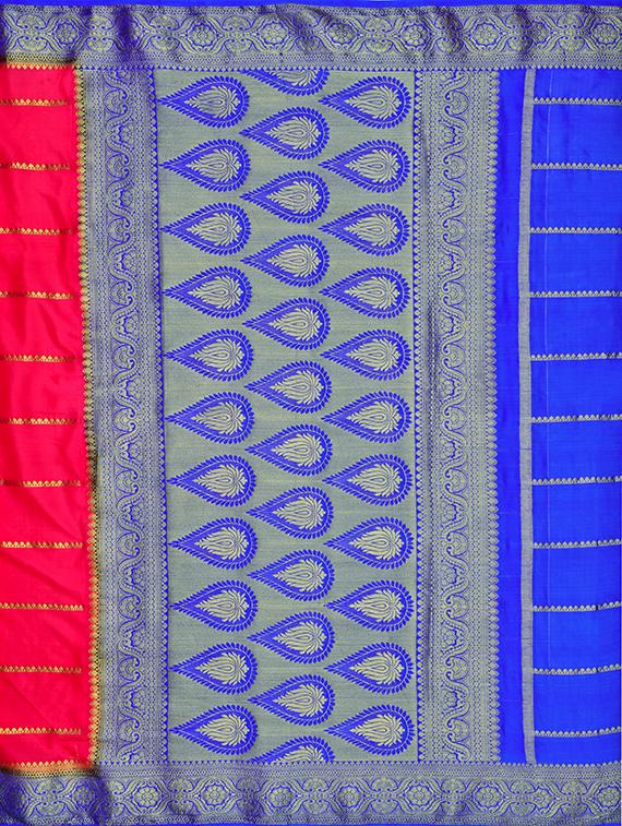 striped mysore silk saree with blouse - 16772986 - Zoom Image - 4