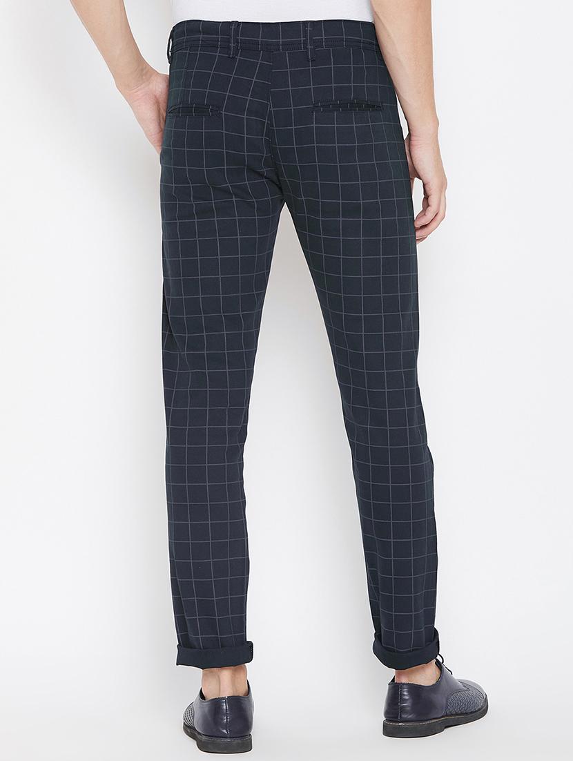 navy blue checkered chinos - 16773761 - Zoom Image - 4