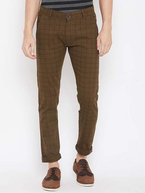brown checkered chinos - 16773762 - Standard Image - 1