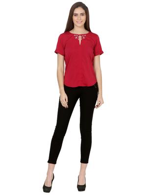 key hole neck embellished top - 16773831 - Standard Image - 4