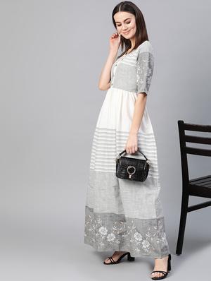 round neck striped maxi dress - 16773871 - Standard Image - 4