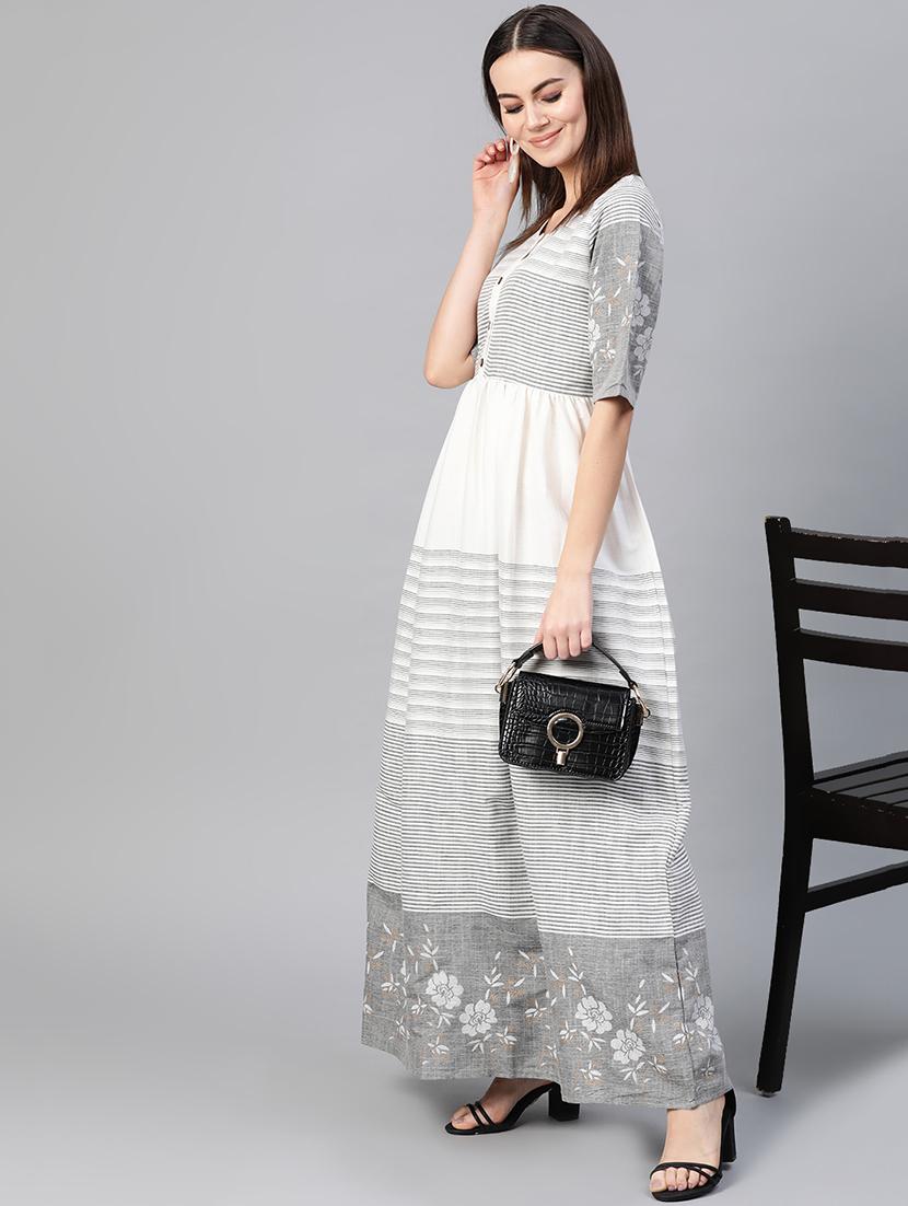 round neck striped maxi dress - 16773871 - Zoom Image - 4