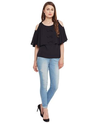 bow detail cold shoulder top - 16774126 - Standard Image - 4