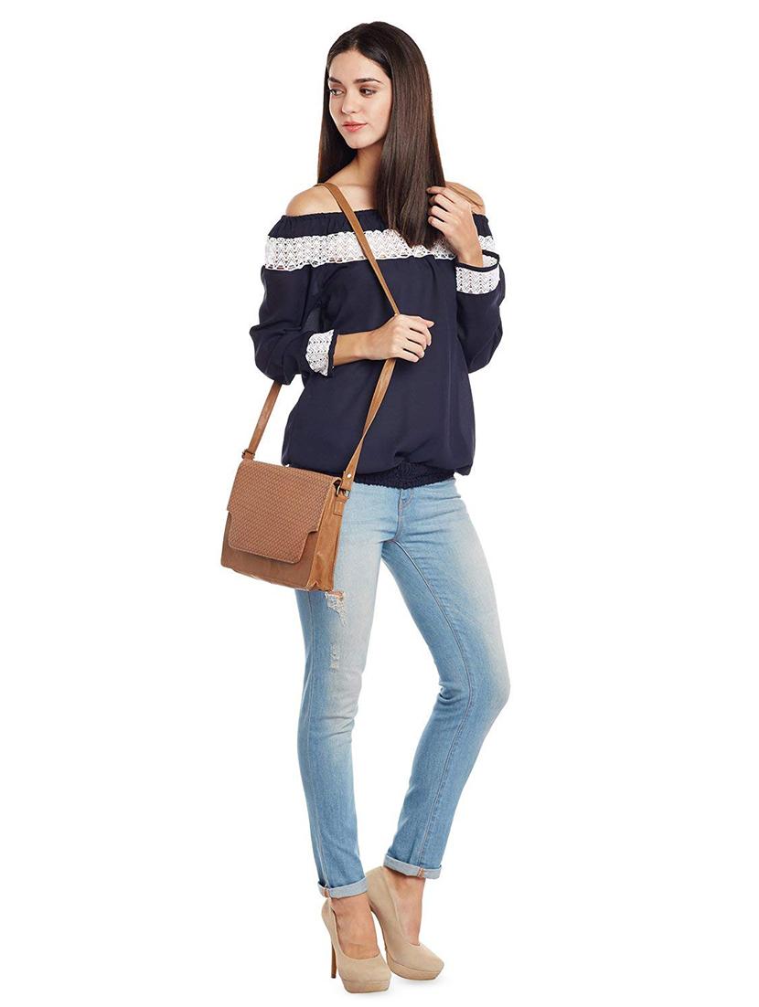 lace detail off shoulder top - 16774127 - Zoom Image - 4