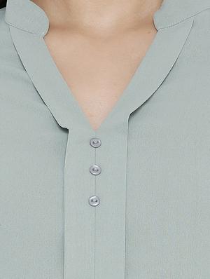mandarin neck solid top - 16774168 - Standard Image - 4