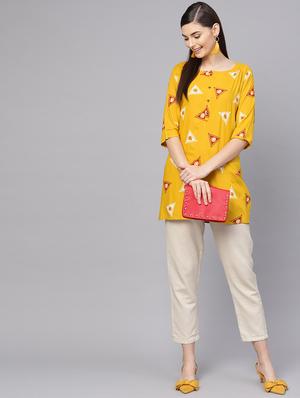 printed straight kurti - 16774629 - Standard Image - 4