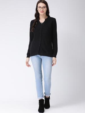 long sleeved solid wool cardigan - 16775395 - Standard Image - 4