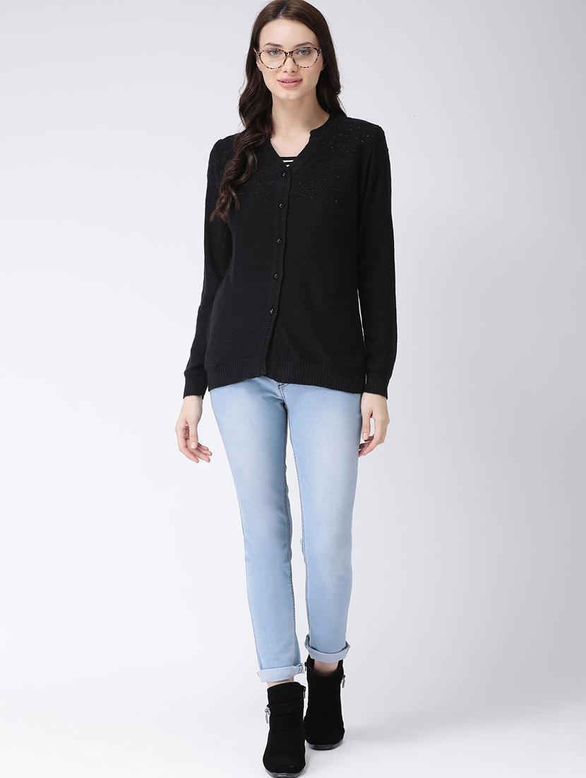long sleeved solid wool cardigan - 16775395 - Zoom Image - 4