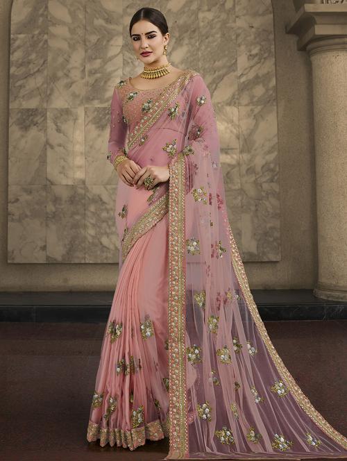 embellished bordered saree with blouse - 16777017 - Very Small Image - 1