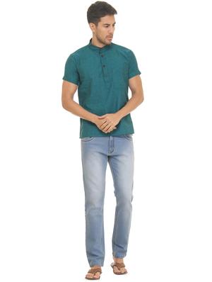green solid short kurta - 16777489 - Standard Image - 4