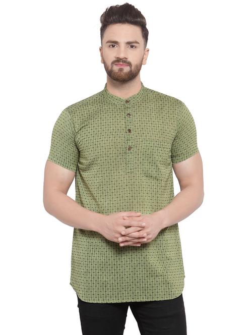 green self design short kurta - 16779246 - Very Small Image - 1