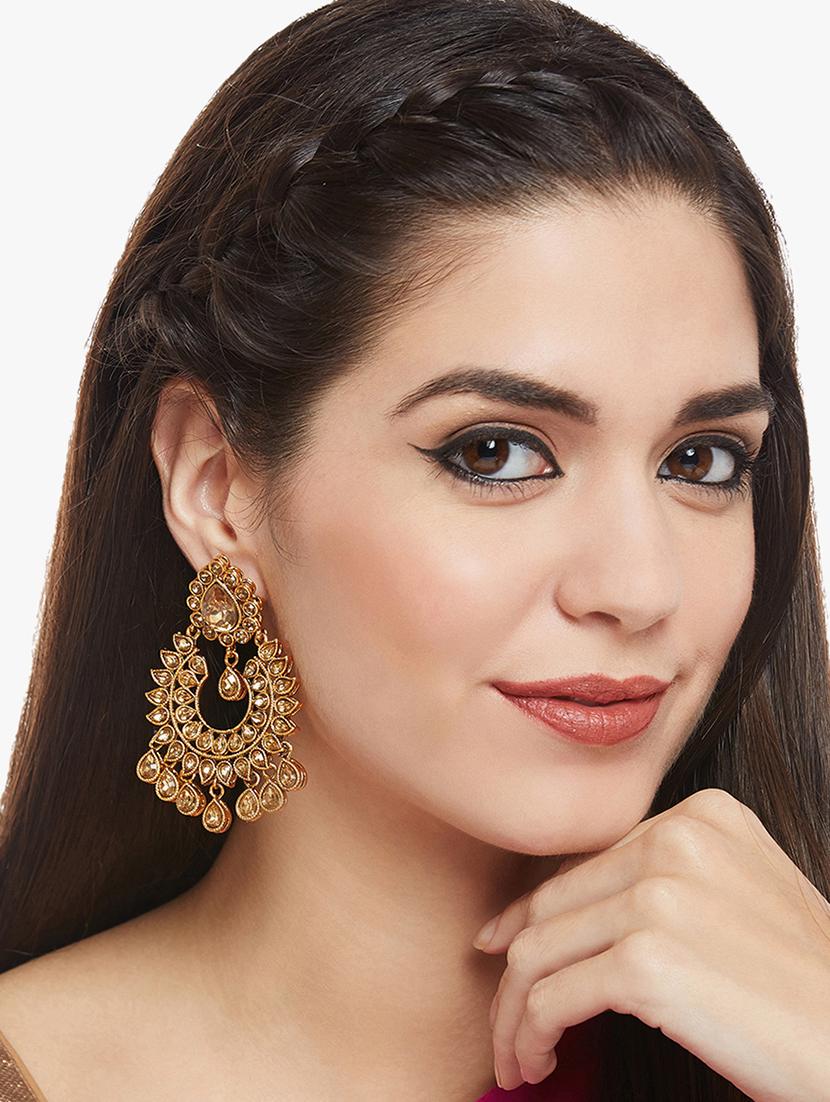 gold metal chandballi earring - 16780250 - Zoom Image - 4
