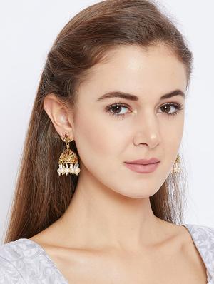 pink metal jhumka earring - 16780313 - Standard Image - 4