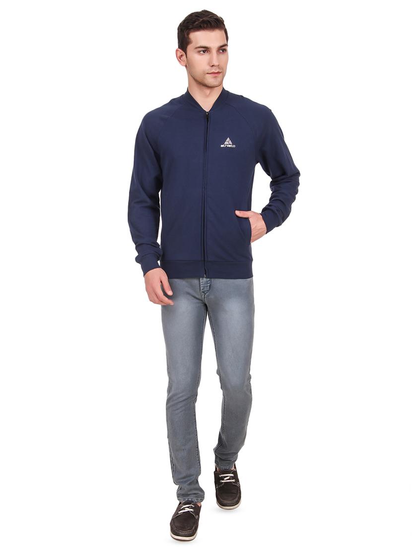 navy blue solid casual jacket - 16780460 - Zoom Image - 4