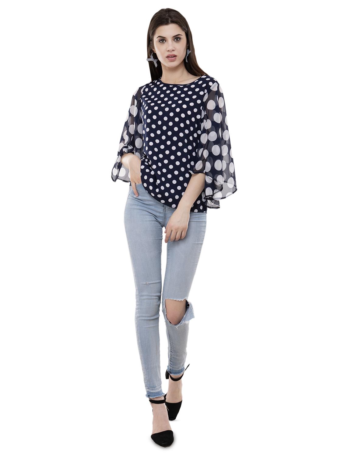 bell sleeved polka dots top - 16780554 - Zoom Image - 4