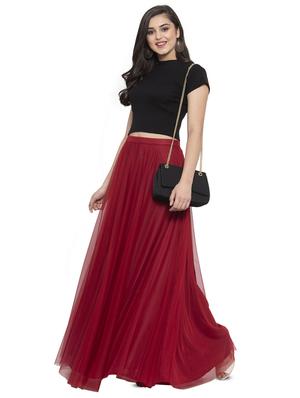 high rise solid net a-line skirt - 16780839 - Standard Image - 4