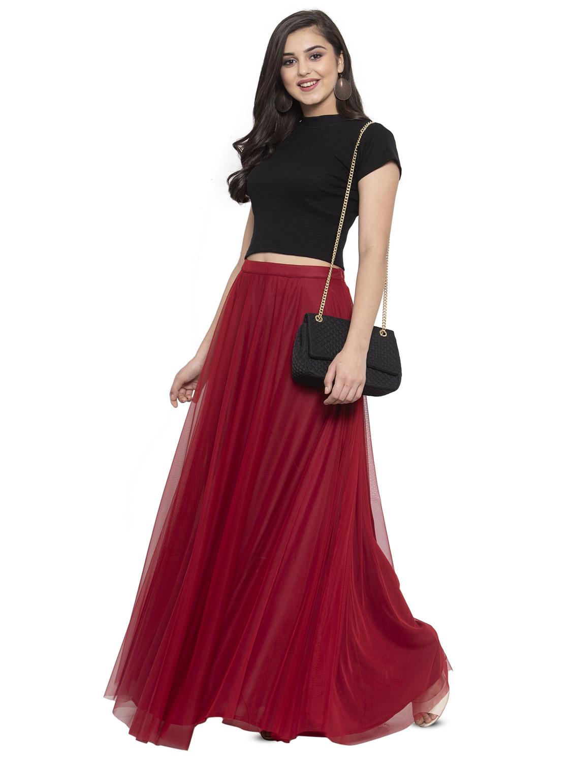high rise solid net a-line skirt - 16780839 - Zoom Image - 4
