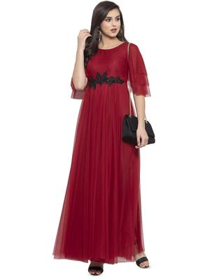 bell sleeved contrast applique maxi dress - 16780848 - Standard Image - 4