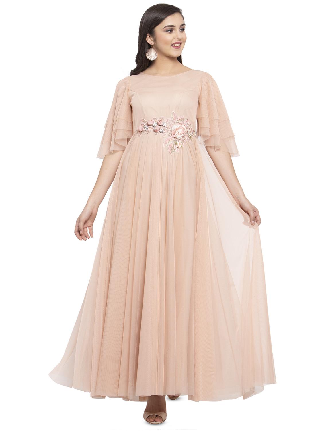 bell sleeved floral applique maxi dress - 16780850 - Zoom Image - 4